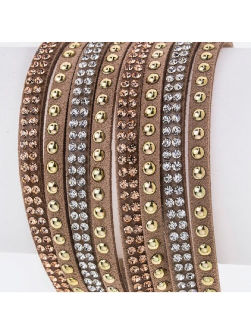 Mix Stud Slit Layer Wrap Bracelet - Beige